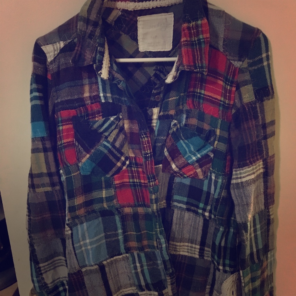 Free people Lost in plaid Patchwork Shirt